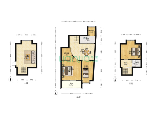 日出东方 3室2厅1卫 127平方