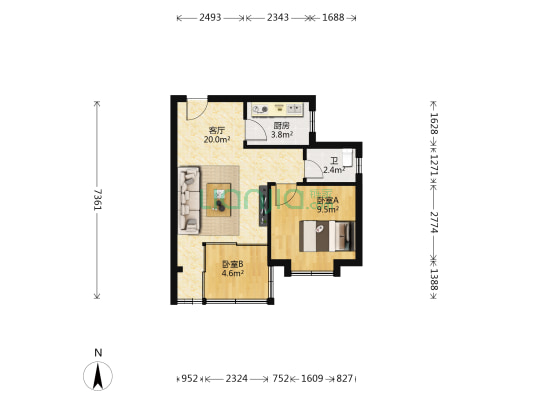 朝阳新村 2室1厅1卫 47平方