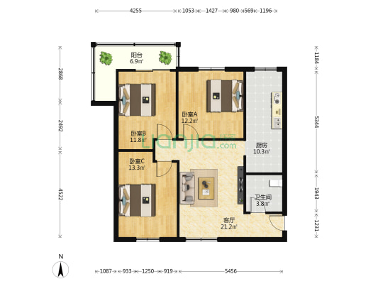盛丰花园 3室1厅1卫 98平方