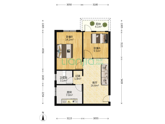 西郊商场民政局家属院 2室1厅1卫 70平方