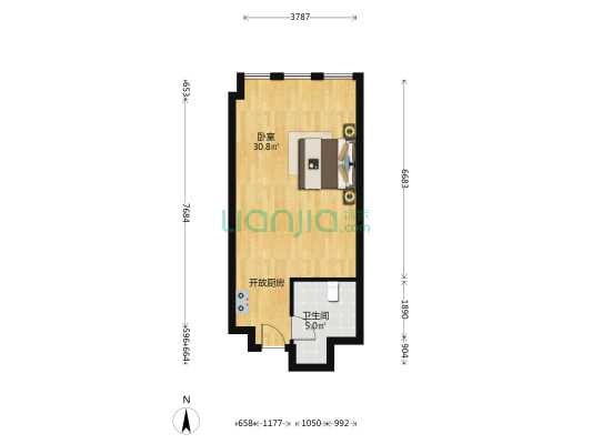 天齐国际大厦 1室0厅1卫 56平方