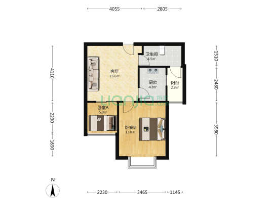 明泽第六区 2室1厅1卫 61平方