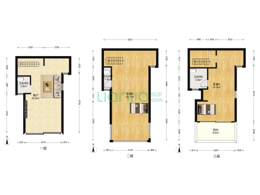 珠江青城采乐郡 2室1厅3卫 131平方