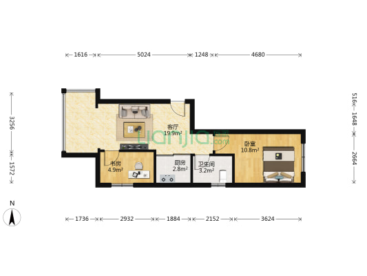 同安大唐世家六期 2室1厅1卫 48平方