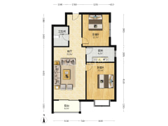 范阳路边纯南大两居出门就是钻石广场-涿州新府百合户型图