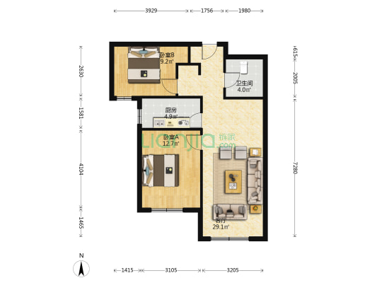 狮子城跃层，地下一层，地上一层，价格美丽-户型图