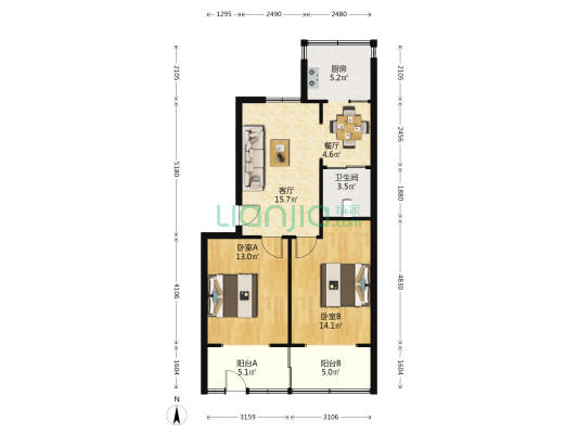 东龙须巷 2室2厅1卫 74平方