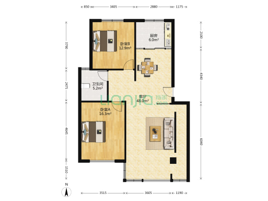 团结东村 2室1厅1卫 105平方