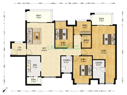 保利翡丽湾（A区） 4室1厅2卫 153平方