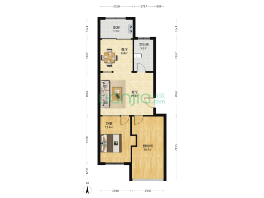 嘉元怡海 1室2厅1卫 89平方
