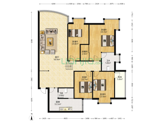 华鼎·帝景华庭棕榈滩 4室1厅2卫 175平方