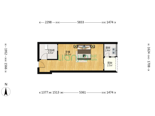 金典优客 1室0厅1卫 52平方