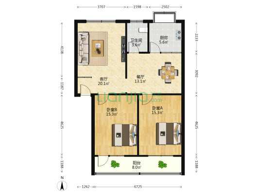 农机公司家属楼 2室2厅1卫 96平方