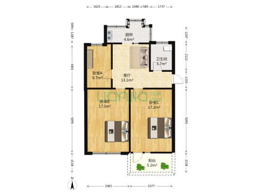 湖北省移民局小区 3室1厅1卫 81平方