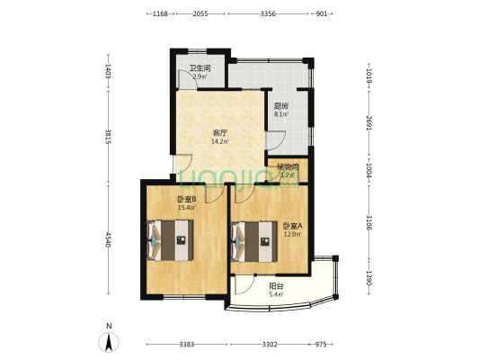 合瓦路193号 2室1厅1卫 72平方