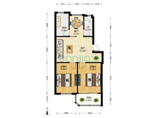 江西电子仪器厂住宅区 2室2厅1卫 72平方