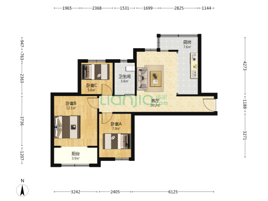 佳欣苑 3室1厅1卫 83平方