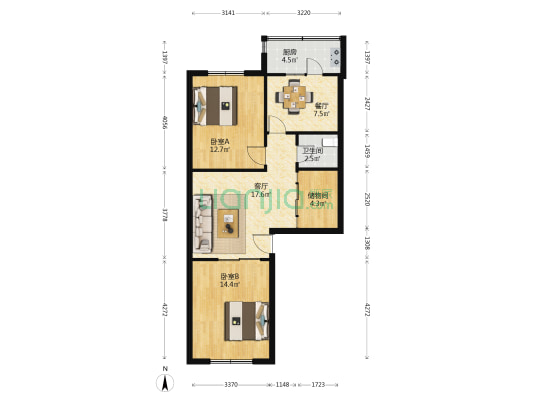 金华里(西青区) 2室2厅1卫 81平方