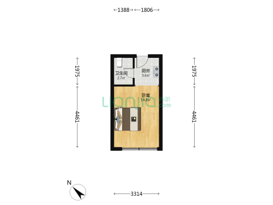 金茂精英现代城一期 1室0厅1卫 30平方