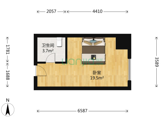 世元国际公寓 1室0厅1卫 49平方