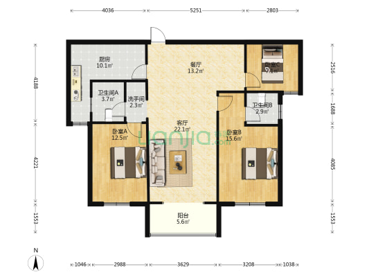 桂园 3室2厅3卫 125平方
