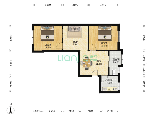 台北路108到112号 2室2厅1卫 68平方
