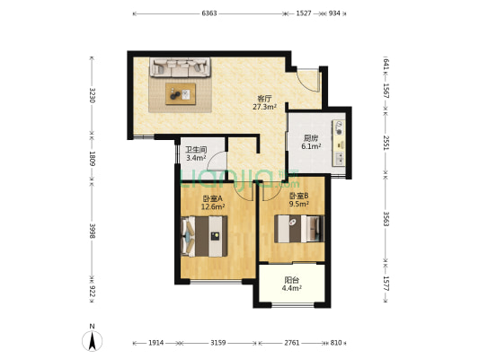 锦秀兰庭 2室1厅1卫 81平方