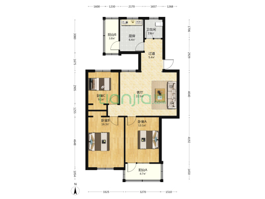 祥和二街石油公司家属楼 3室1厅1卫 91平方