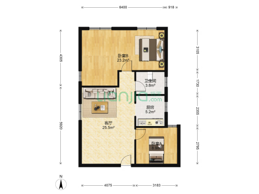 假日酒店公寓 2室1厅1卫 92平方