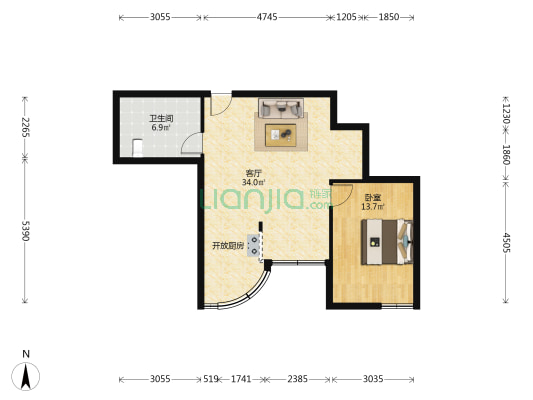 游子乡大厦 1室1厅1卫 83平方
