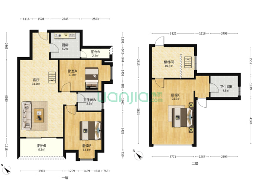 太平洋澎洲岛一期 3室1厅2卫 137平方