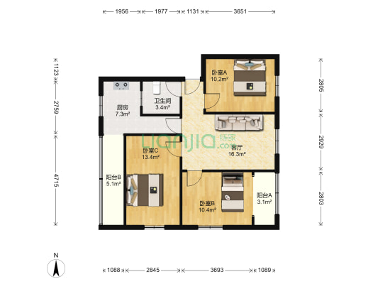 农业局家属院 3室1厅1卫 87平方