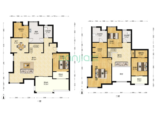 都市花园西区 4室3厅3卫 238平方