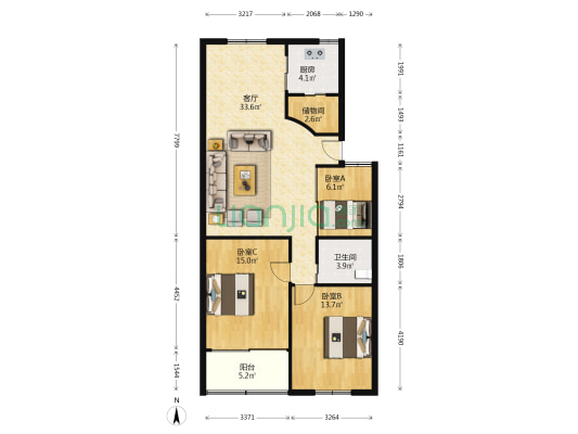 前网新村 3室1厅1卫 101平方