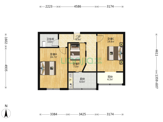 新文巷11号院 3室0厅1卫 77平方