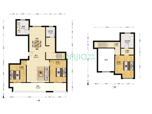 暨阳湖苑 3室1厅2卫 145平方