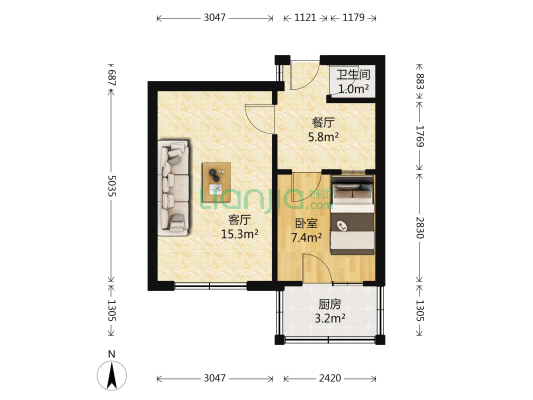 甘肃六建集团皋兰路物业小区 1室2厅1卫 36平方