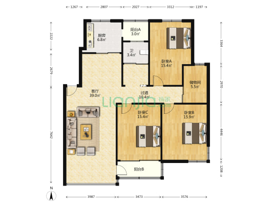 瞿成新村 3室1厅1卫 141平方