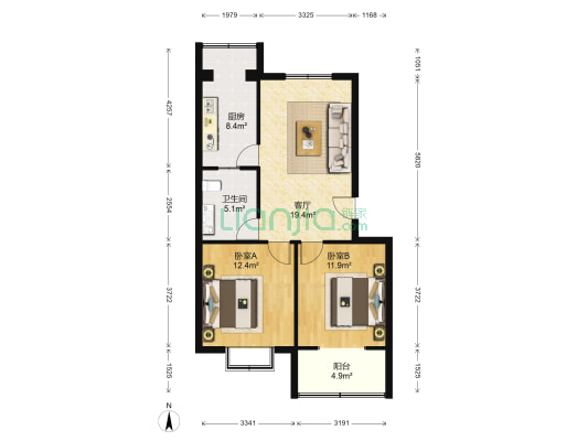 錦綉花城 2室1厅1卫 80平方