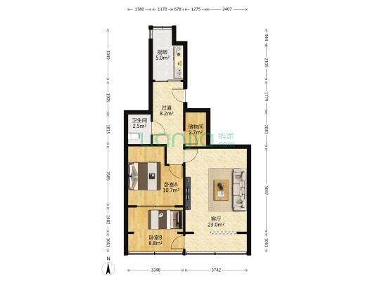 人行兰州中心支行家属院(中林路) 2室1厅1卫 71平方
