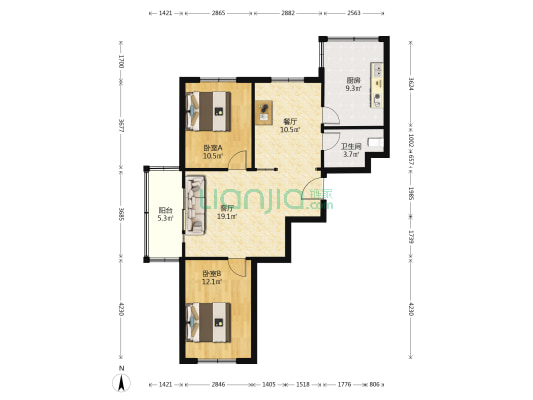 锦汇苑 2室2厅1卫 99平方