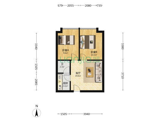 长城观湖阁 2室1厅1卫 51平方