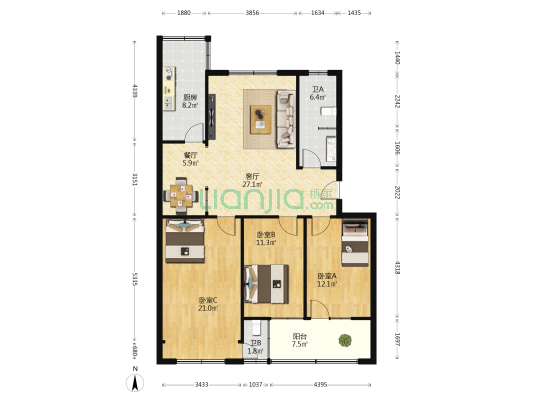 工行小区(文峰东巷) 3室2厅2卫 115平方