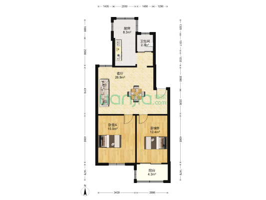 东城花园三村 2室1厅1卫 85平方