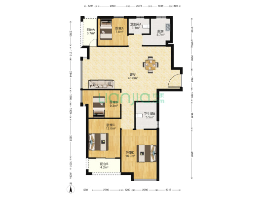 燎中佳苑 4室1厅2卫 155平方