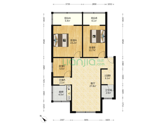青华东路53号 3室1厅1卫 91平方