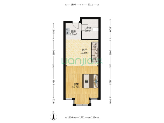 金盛公馆 1室1厅1卫 54平方