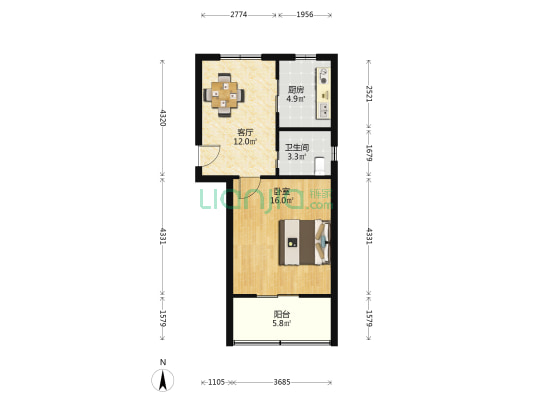 琴湖新村一区 1室1厅1卫 50平方