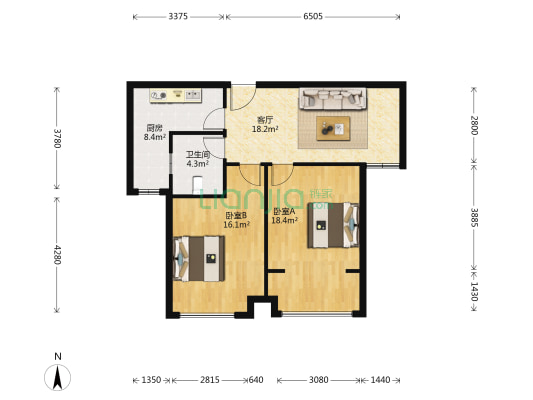港汇苑 2室1厅1卫 85平方