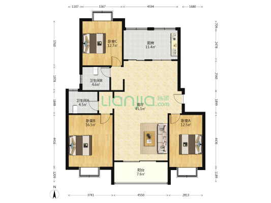 东林佳苑 3室1厅2卫 138平方